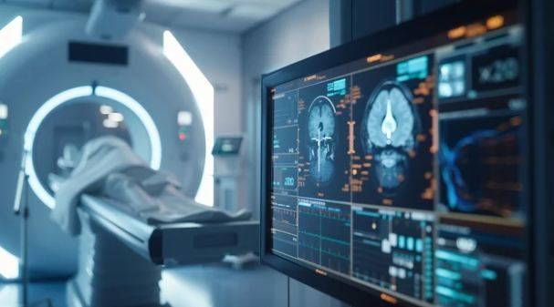 MRI scanner room with brain scan on a monitor | X-ray and imaging doctor in Etiler | Online Doctor | E-rx.online