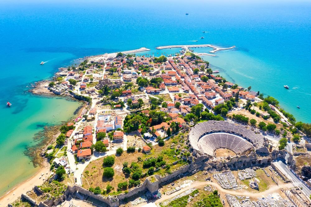 Insect Bite Treatment in Side | Online Prescription | Aerial view of Side old town, the ancient theatre and the Mediterranean coast | E-rx.online
